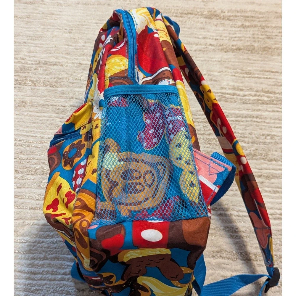 Disney Parks Snack Icon Print Backpack Unisex Blue Mickey‎ Waffles Dole Whip